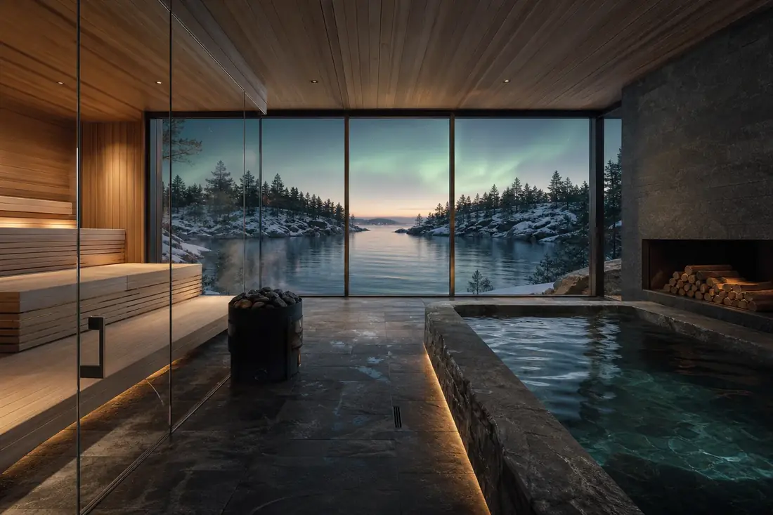 Wood-fired saunas and cold plunge pool at Frost and Ember Spa